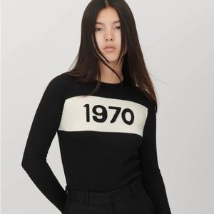Bella Freud 1970 Black & White Colorblock Jumper Sweater